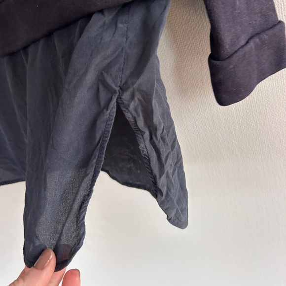 COS Navy Layered Look Tunic Sweatshirt Silk Hem Minimalist Scandi Capsule 90s XS - Picture 9 of 12
